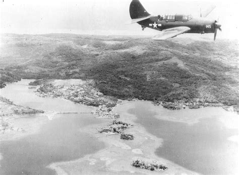 Photo Sb2c Helldiver From Uss Essex Flying Over Yap Caroline Islands