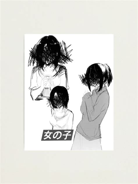 Girls Black And White Sad Japanese Anime Aesthetic Photographic