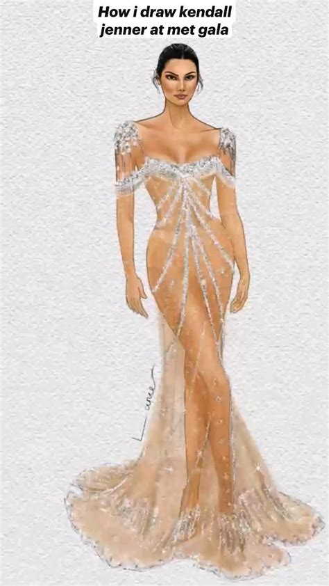 How I Draw Kendall Jenner At Met Gala Celebrity Dresses Fashion