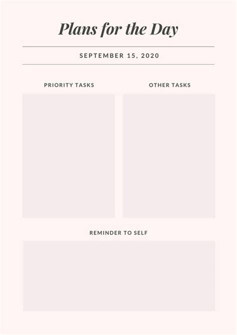 Daily Routine Template Aesthetic