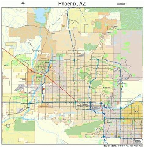 Street And Road Map Of Phoenix Arizona Az Printed Poster