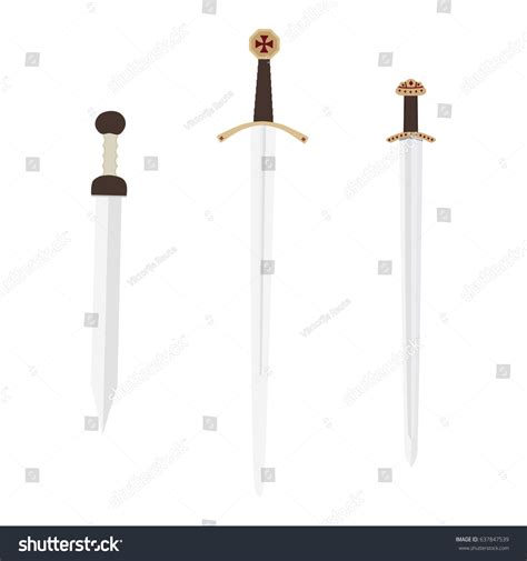 Vector Illustration Accolade Sword Knights Templar Stock Vector