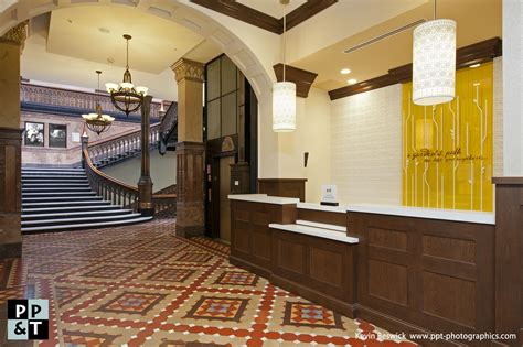 Hilton Garden Inn Milwaukee Downtown New Hotel Lobby With Historic Staircase Kevin Beswick