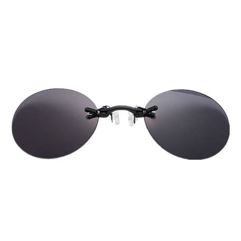 Hot★clip On Nose Glasses Round Rimless Matrix Morpheus Sunglasses Mini Frameless Vintage Men