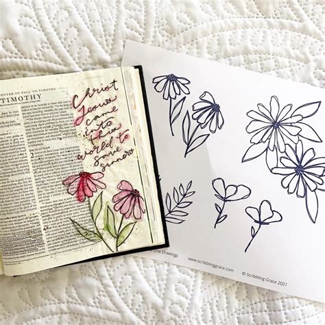 Sketched Florals Free Printable Scribbling Grace