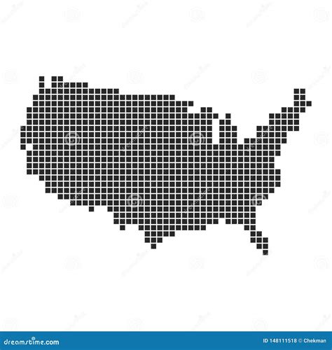 Pixel Art Design Of Map Of America Vector Illustration Stock