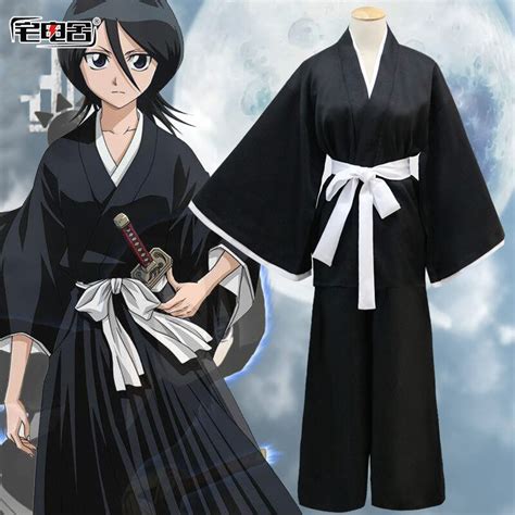 Anime Kuchiki Rukia Cosplay Shinigami Death Kimono Soul Reaper Full Set
