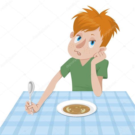 Boy Eating A Soup For Dinner Premium Vector In Adobe Illustrator Ai