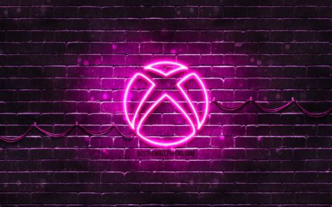 Download Wallpapers Xbox Purple Logo 4k Purple Brickwall
