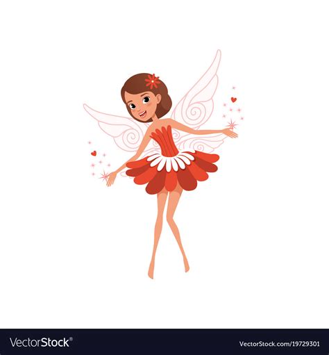 Happy Flying Fairy Spreading Magical Dust Cartoon Vector Image