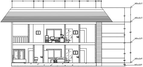 Cottage House Two Story Front Section Cad Drawing Details Dwg File