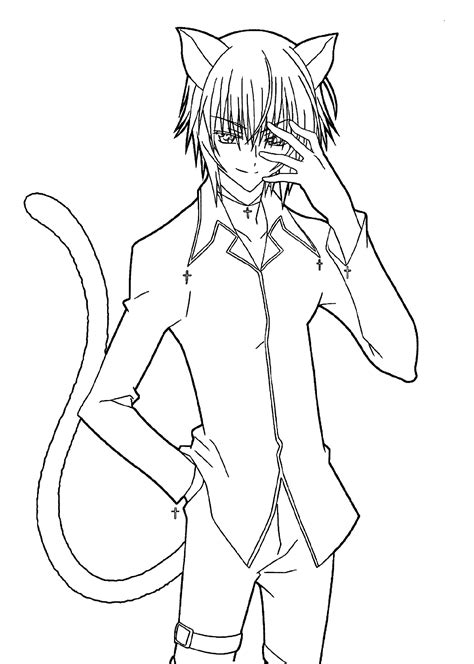 Cute Anime Cat Girl Coloring Pages