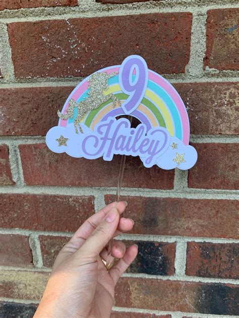 Topper De Unicornio Y Pastel Arco Iris Topper De Pastel De Etsy