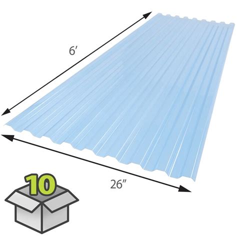 Suntuf 2 Ft X 6 Ft Corrugated Sky Blue Polycarbonate Plastic Roof Panel