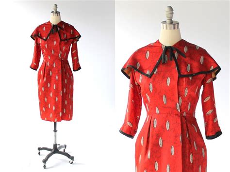 Sale 1950s Printed Wiggle Dress 50s Vintage Randk