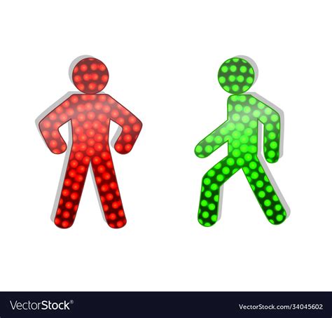 Pedestrian Traffic Lights Red And Green Royalty Free Vector