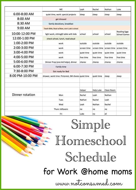 Simple Homeschool Schedule For Working Moms Homeschool Schedule