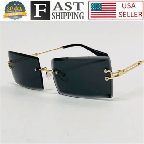 men s gold sophisticated beveled clear lens square rimless rectangle eye glasses ebay