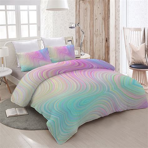 Arightex Rainbow Marble Ultra Soft Duvet Cover Set For Comforter 3pcs
