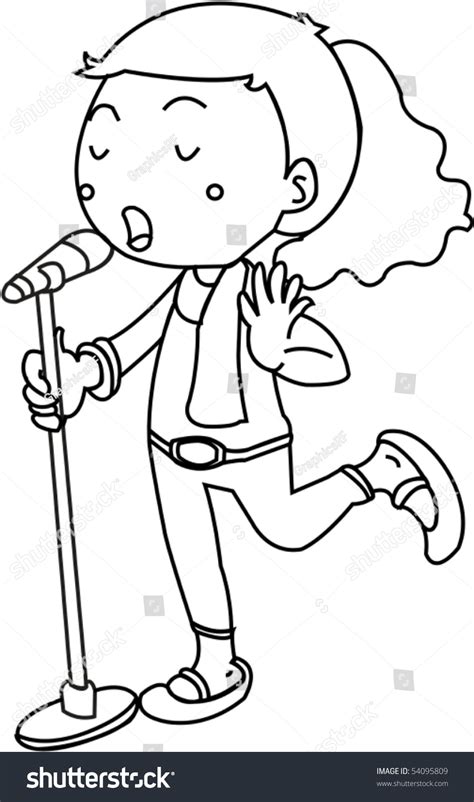 Sketch Girl Singing On Mic On Stock Vector 54095809 Shutterstock