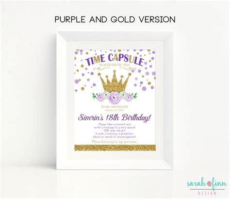 Time Capsule First Birthday Pink Gold Confetti Princess Time Etsy