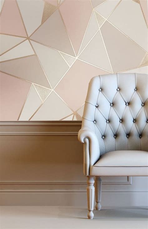 A shimmering glitter accent wall, window trim or ceiling can bring a commercial glitter paints contain the glitter and the color, but they may not be the best way to amazon.com: Crown Wallpaper | Trance Geometric Rose Gold/Blush Pink | M1431 | Дизайн росписи стен ...