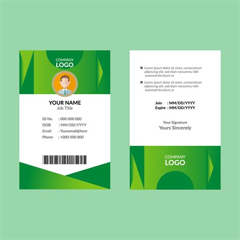 Green Id Card Template 416153 Vector Art At Vecteezy