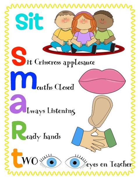 Behavior Management Sit Smart Anchor Chart Freebie In 2020 Preschool