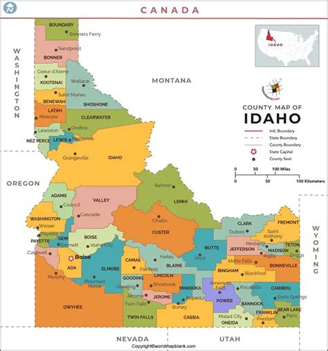 Labeled Map Of Idaho Capital And Cities