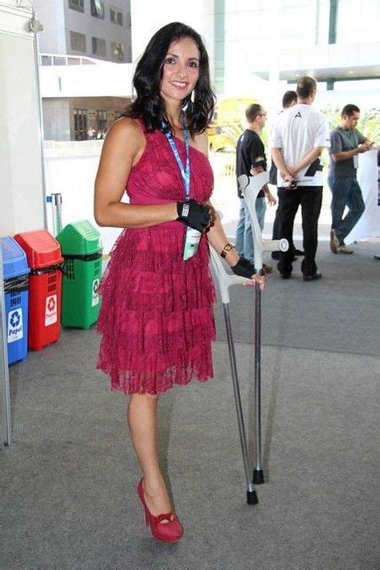 Amputee Woman With Crutches Женщина