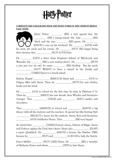 Harry Potter Meets The Past Tense Ge English Esl Worksheets Pdf And Doc