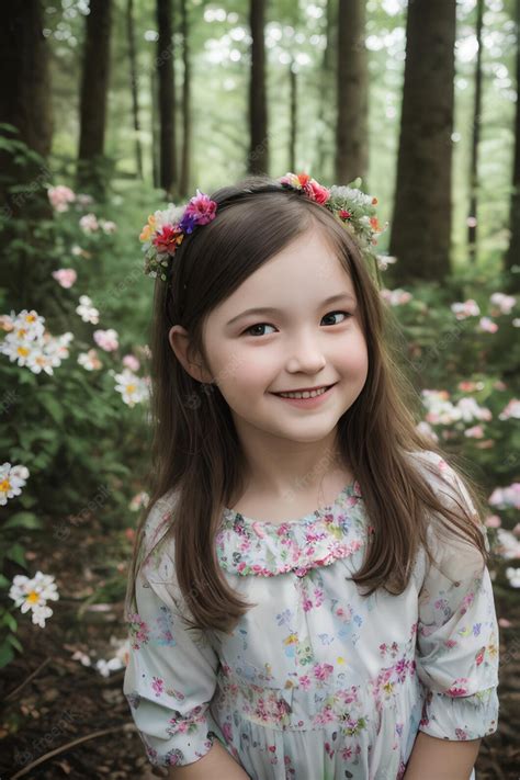 capturer la joie un superbe portrait d une jeune fille souriante au milieu d une forêt florale