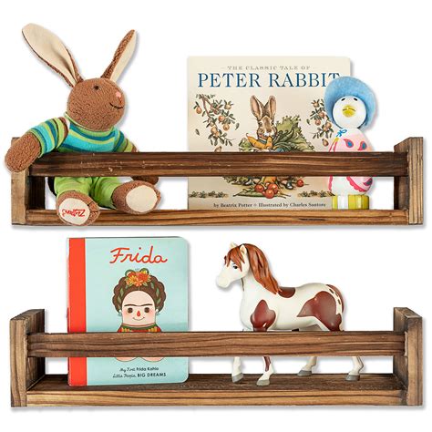 Buy Set Of 2 Rustic Floating Book Shelves For Kids Room Wall Shelves