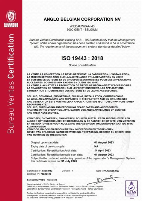 Nuclear Safety Abc Achieves Iso 19443 Anglo Belgian Corporation