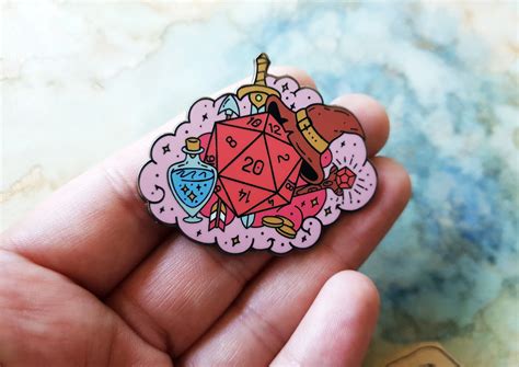 D20 Equipment Enamel Pin Dice And Dungeon Masters Series By