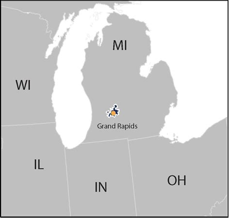 Map Grand Rivergrand Rapids Project Area In Michigan Us