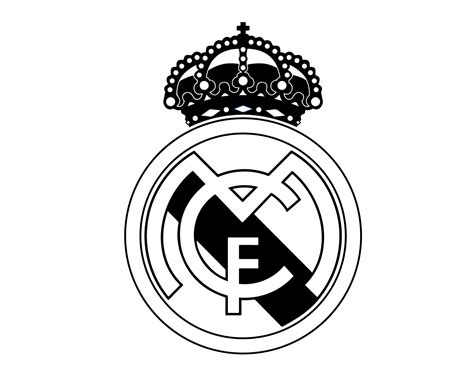 Real Madrid Logo Symbol Black And White Design Spain Football Vector