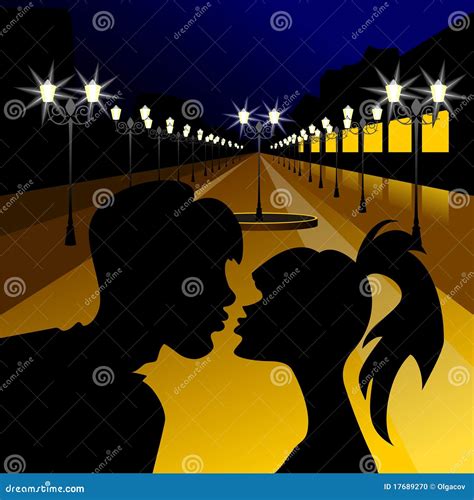 Vector Evening Meeting Of Lovers Stock Vector Illustration Of Lovers