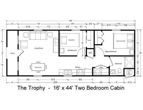 Two Bedroom 16X50 Floor Plan - floorplans.click