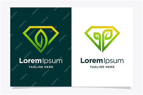 Premium Vector | Green diamond logo with leaf concept