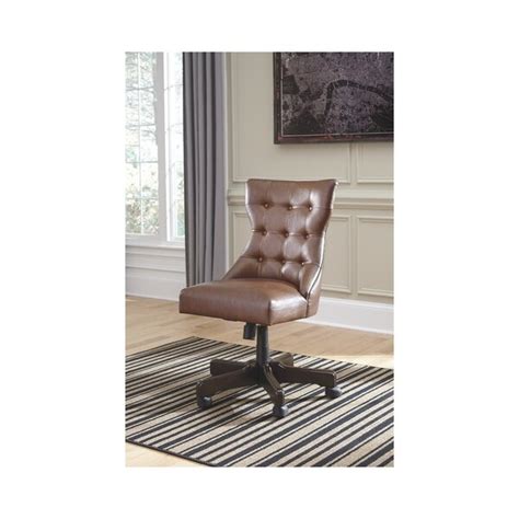 Shop Signature Design By Ashley Office Chair Program Brown Faux Leather Home Office Swivel Chair