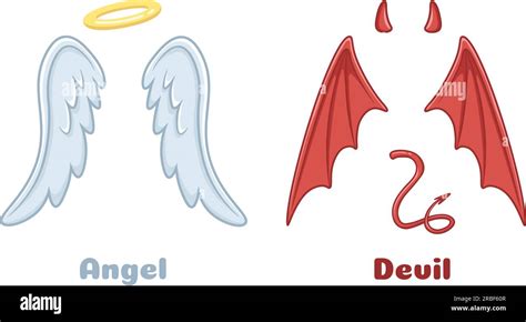 Angels And Demons Wings Cartoon Evil Demon Horns And Good Angel Wing