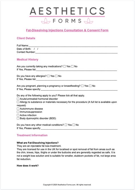 Fat Dissolving Injections Consent Pdf Printable Pdf Download
