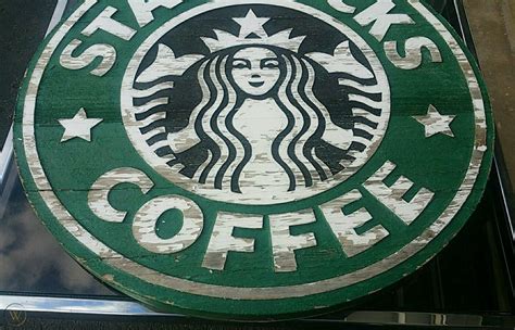 Vtg Wood Starbucks Coffee Sign Siren Large 36 Round Old Logo Pub Bar