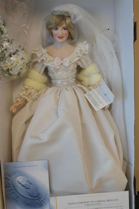 Franklin Mint Princess Diana Porcelain Wedding Bride Doll New With Coa