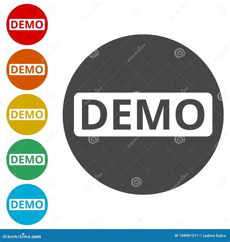 Demo Sign Demo Icon 6 Colors Included Vector Illustration
