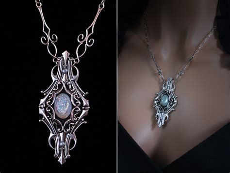 Gothic Necklace Vampire Necklace With Druzy Gemstone Etsy