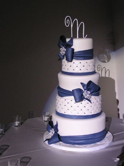 Simple Elegant Navy Blue Wedding Cake