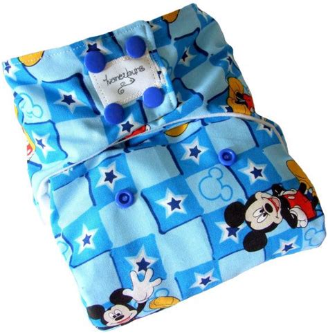 Mickey Mouse Blue Stars One Size Cloth Diaper With Pul Snaps Etsy