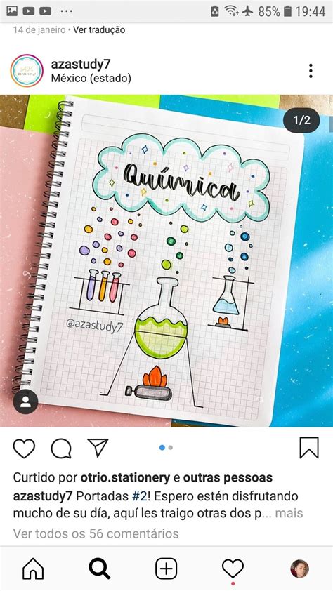 Capa De Química En 2020 Dibujos Para Caratulas Portada De Cuaderno